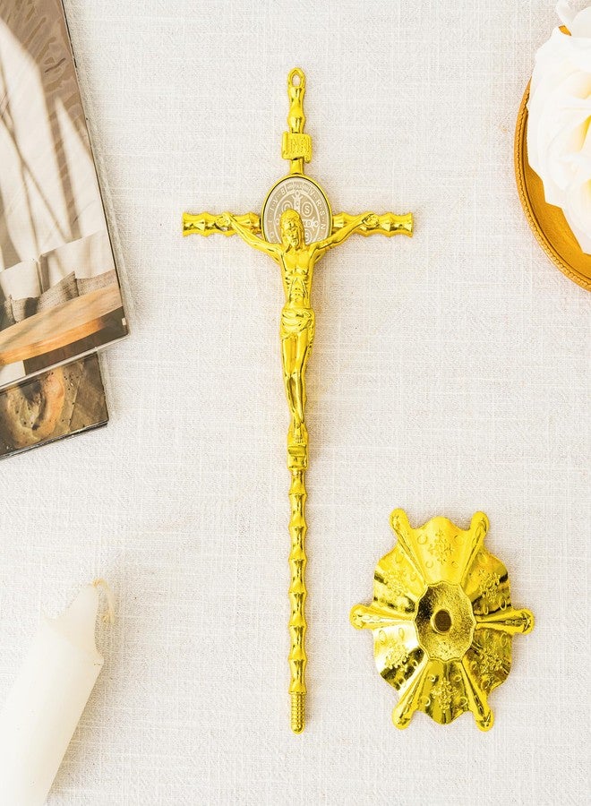 Calculs Metal Jesus Crucifix Table Cross for Catholic Table Cross With Stand For Christian Prayers Jerusalem Home Decor 10" Gold - Image 5