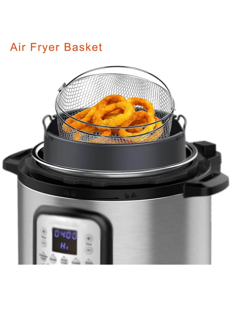 SYOSI Air Fryer Basket, Air Fryer Tray Wire Rack Roasting Basket with Handle, Stainles Steel Replacement Steamer Basket for Air Fryer, Instant Pot, Oven, Steamer (Silver) - Image 4