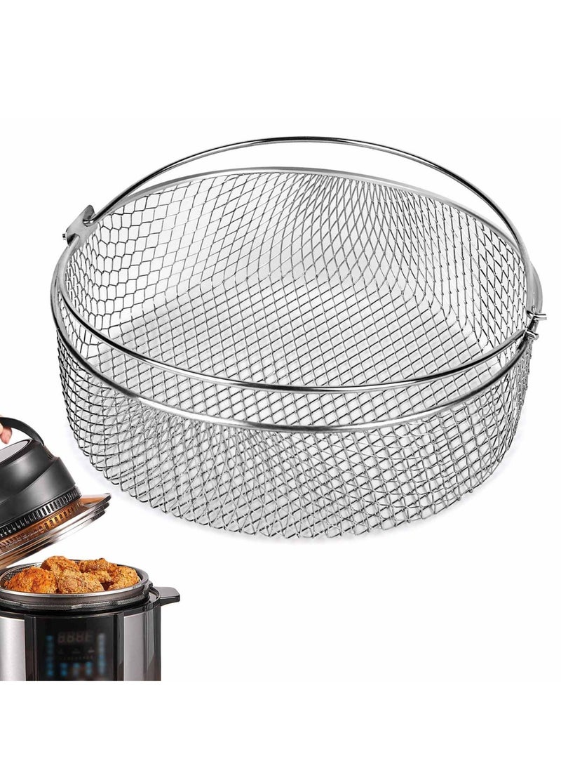 SYOSI Air Fryer Basket, Air Fryer Tray Wire Rack Roasting Basket with Handle, Stainles Steel Replacement Steamer Basket for Air Fryer, Instant Pot, Oven, Steamer (Silver) - Image 1