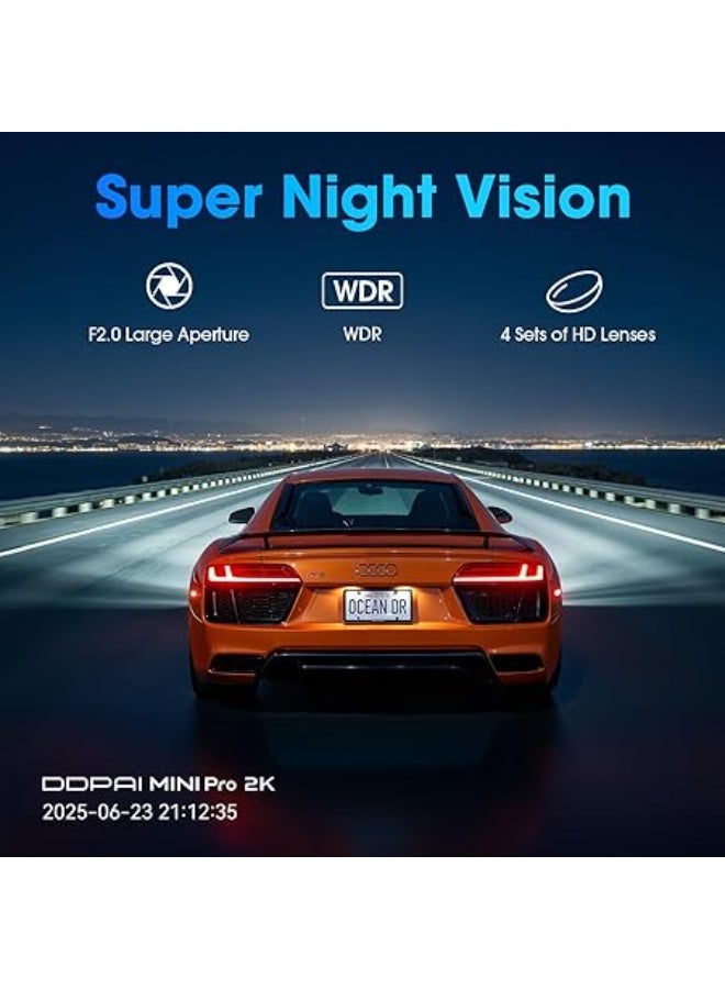 DDPAI Dash Cam for Cars 2K, Mini Pro 2K 1440P Dashcam Front with Night Vision, Car Dash - Image 4