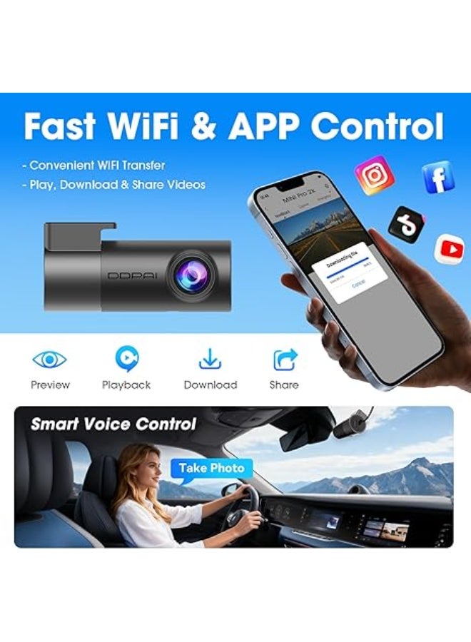 DDPAI Dash Cam for Cars 2K, Mini Pro 2K 1440P Dashcam Front with Night Vision, Car Dash - Image 5