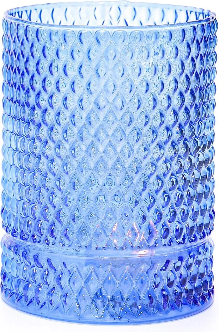 ميسي Saks Blue Diamond Glass Vase/Candle Holder (14 Cm)