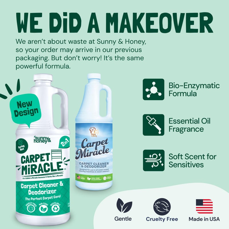 Sunny & Honey Carpet Miracle - Carpet Cleaner Shampoo Solution for Machine Use, Deep Stain Remover and Odor Deodorizing Formula, Use On Rug Car Upholstery and Carpets (32FL OZ)  - Image 2