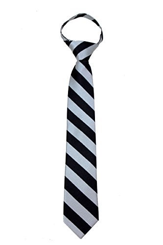 BUYYOURTIES B-ZIP-JCS-ADF-1-5 - Boys Zipper Repp Stripe College Printed Necktie Ties - Image 1