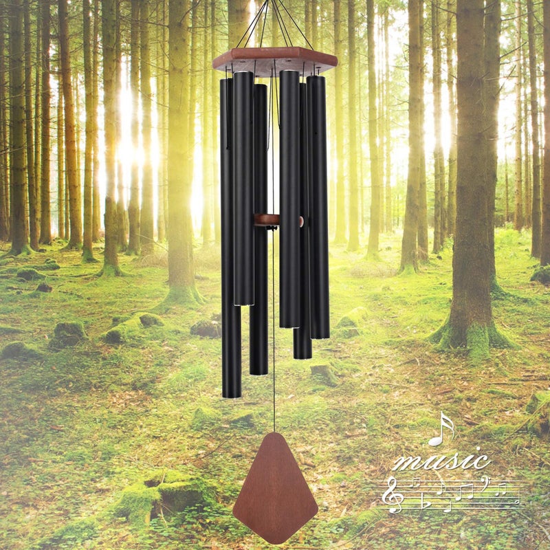 ASTARIN Wind Chimes for Outside Large Deep Tone 44 Inch Black Memorial Windchimes Outdoor Wind Chimes Gifts for Housewarming Mothers Day Christmas Patio Garden Yard Decoration 