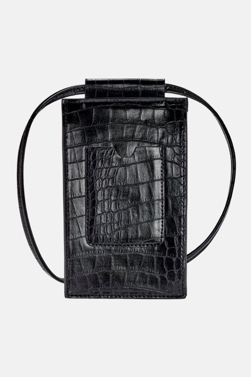 Tchibo Women Crocodile Pattern Cross Body Bag 10,5 L x 19,5 H x 1 W cm, Black - Image 3