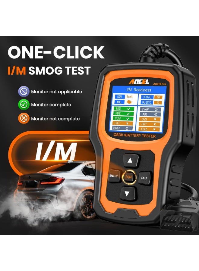 ANCEL AD410 PRO OBD2 Scanner and Battery Tester, 2-in-1 Car Diagnostic Tool, Check Engine Light, EVAP Test, Live Data, 12V Battery Analyzer with Cranking & Charging System Test for Car Motorcycle - Image 5