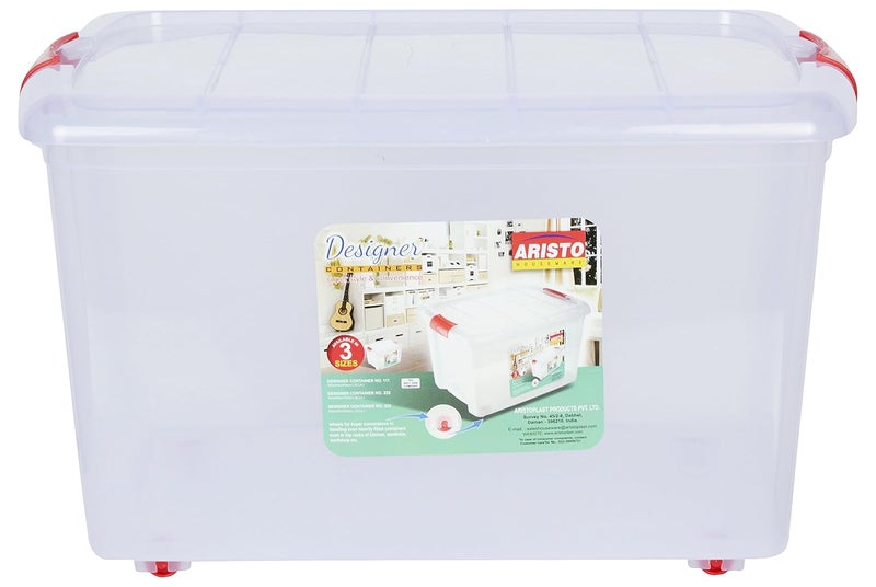 Aristo ARISTO Multipurpose Plastic Rectangular 25 Ltr Storage BoxContainer Pack of 2 Transparent standard 455 x 34 x 26 cm - Image 3