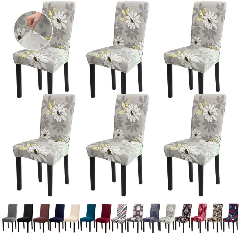 Fafua Dining Room Chair Covers  Stretch Kitchen Chair Covers Set of 6 Removable Washable Slipcovers for Home Hotel Banquet