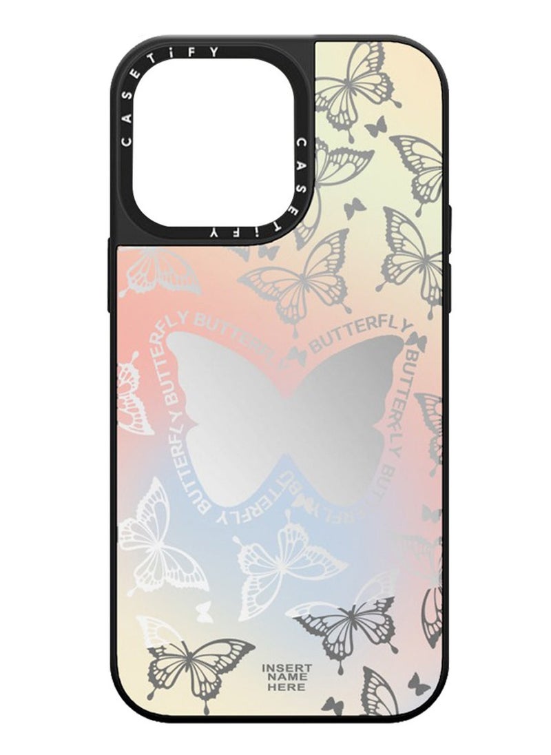 For iPhone 14 Plus/15 Plus Case Butterfly Pattern Magnetic Adsorption Phone Cover - Mirror Face