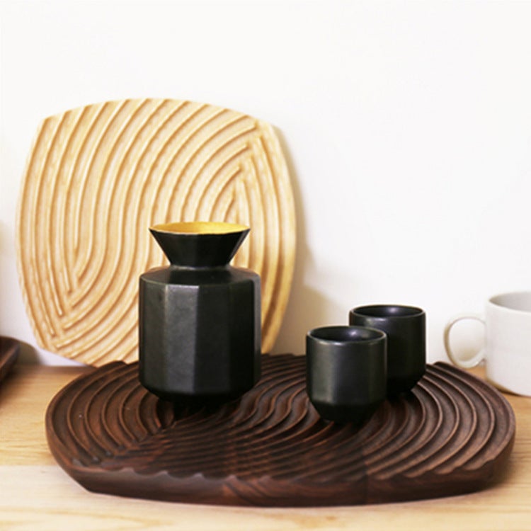 Simple Water Ripple Tray Wooden Bread Board Household Beech Wood Aromatherapy Storage Afternoon Tea Tray Dinner Plate Ornaments Wooden - Image 3