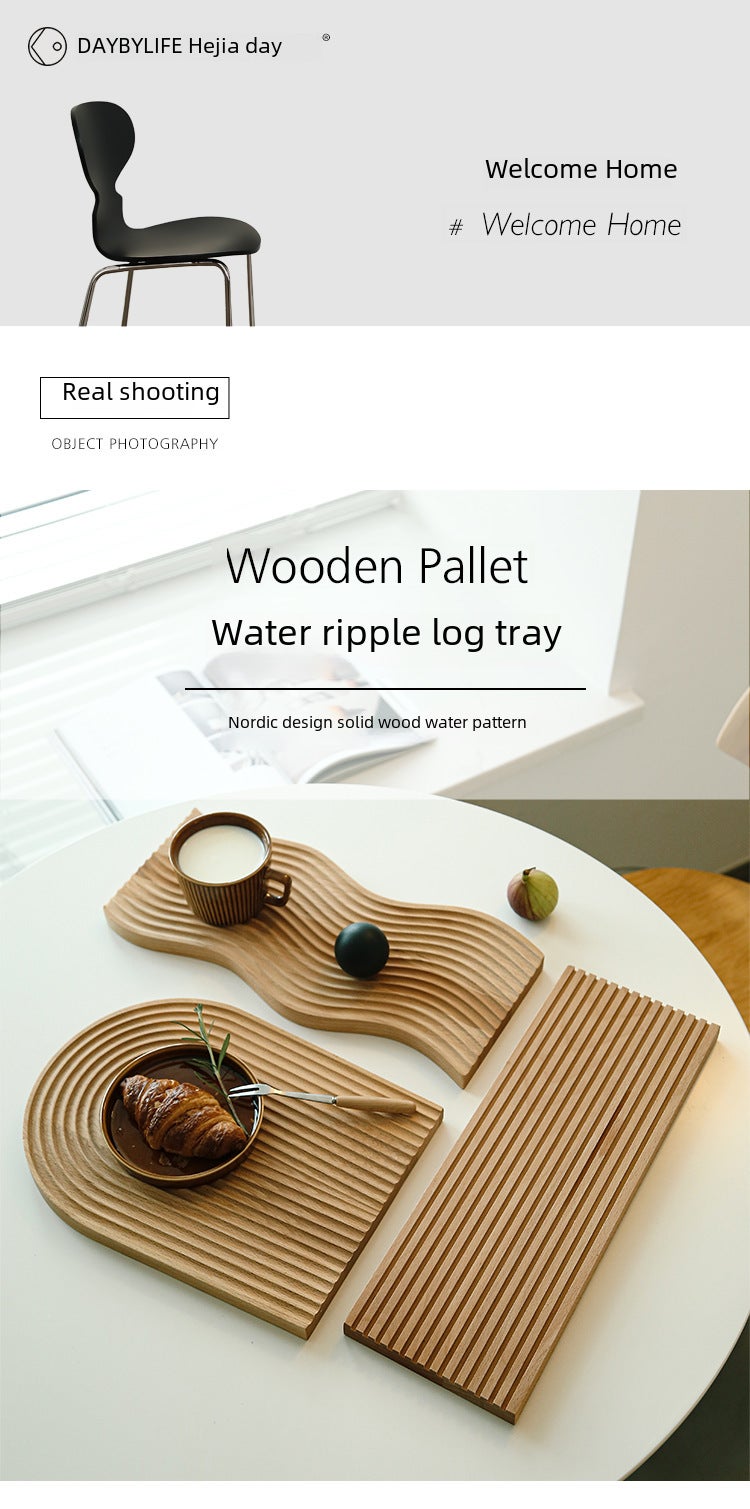 Simple Water Ripple Tray Wooden Bread Board Household Beech Wood Aromatherapy Storage Afternoon Tea Tray Dinner Plate Ornaments Wooden - Image 5
