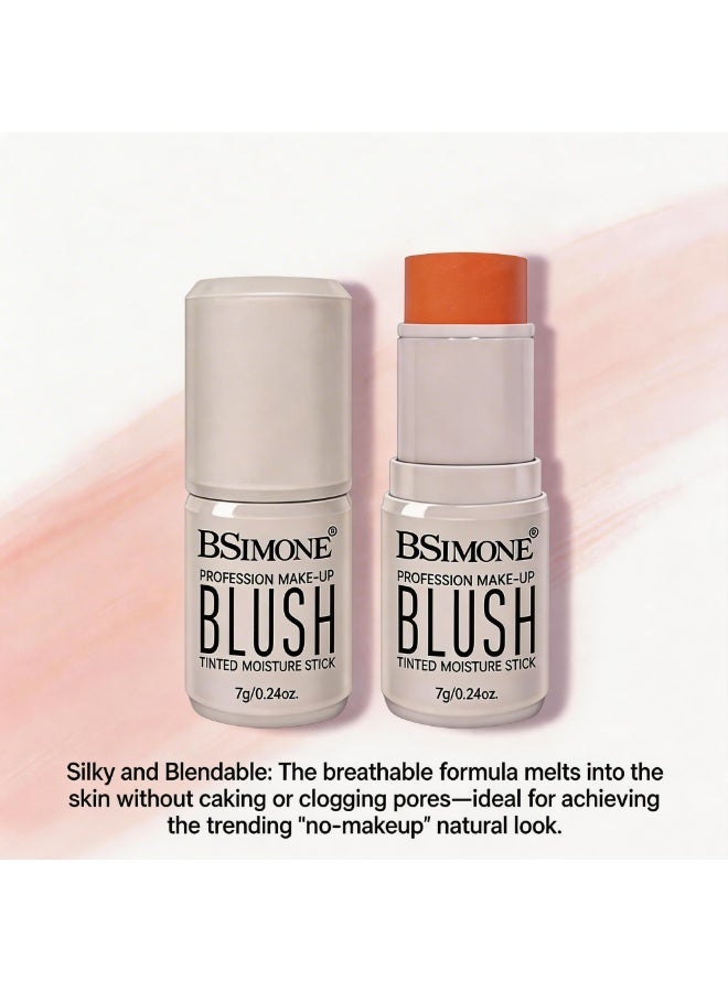 BSIMONE Multi-Use Matte Cream Blush & Lip Tint Stick, 2-in-1 Waterproof Makeup Stick, Long-Lasting Blendable Formula - #06 Apricot - Image 5
