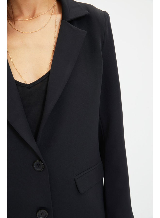 trendyol Black Regular Lined, Woven Blazer with Buttons TWOAW22CE0046 - Image 4