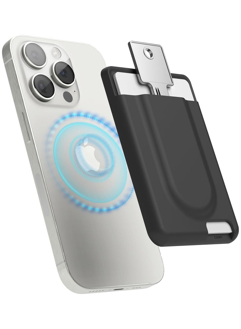 Elago Key Slot Card Holder Pocket Wallet Silicone Wallet Compatible with MagSafe - Black - Image 1