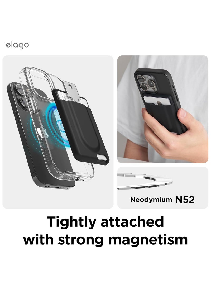 Elago Key Slot Card Holder Pocket Wallet Silicone Wallet Compatible with MagSafe - Black - Image 3