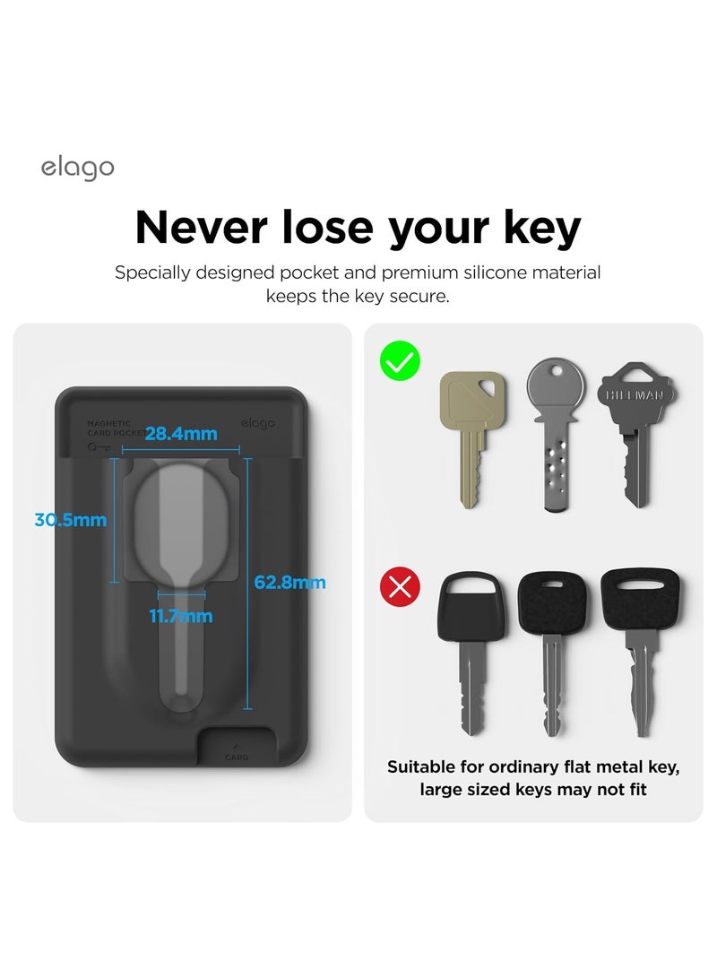 Elago Key Slot Card Holder Pocket Wallet Silicone Wallet Compatible with MagSafe - Black - Image 4