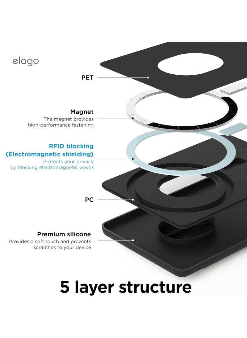 Elago Key Slot Card Holder Pocket Wallet Silicone Wallet Compatible with MagSafe - Black - Image 5