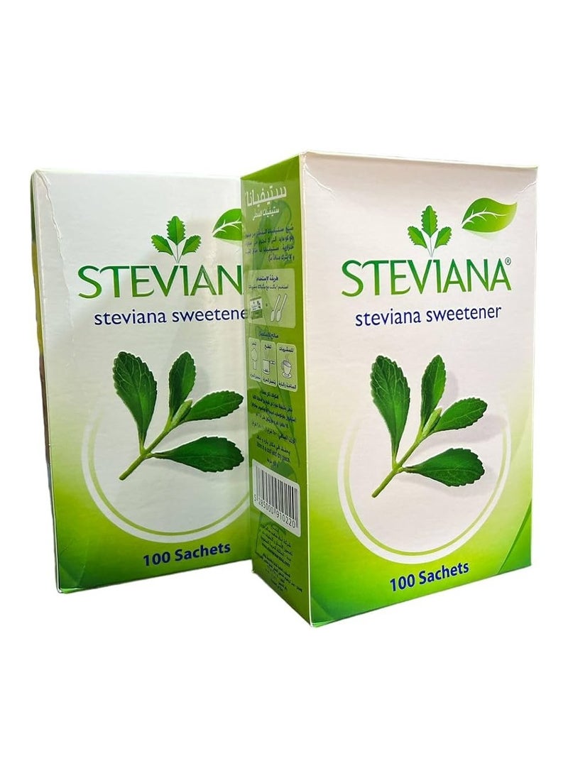 Steviana - Steviana Sweetener From Stevia Leaves 100 Sachets Each Pack Of 2 - Image 1