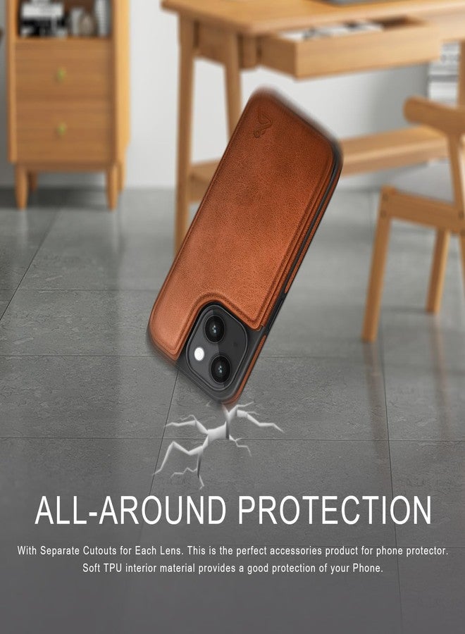 DJDUCK Designed for iPhone 14 Case Wallet with Card Holder, [Magnetic Clasp Cover] [RFID Blocking Leather Protection] Shockproof Women Men Cases 6.1 Inch for Apple 14 Light Brown - Image 5