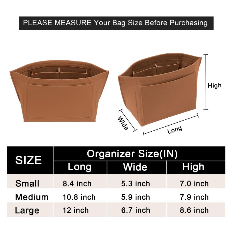 LOUKAYCCI Purse Organizer Insert for Longchamp Le Pliage L Handbag Insert Felt Long Champ Tote Bag Organizer Insert with Cup (EarthColor, Large) - Image 2