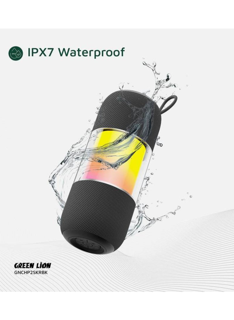 GREEN LION - Change Pro RGB Portable Speaker with True Wireless Stereo Function, 360° Audio, IPX7 Waterproof, 6 Hours Playtime, Extra Bass - Black - Image 1