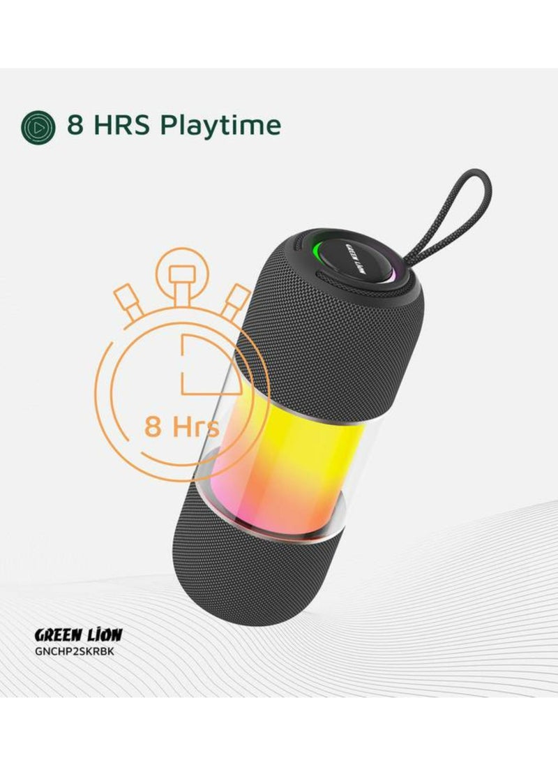 GREEN LION - Change Pro RGB Portable Speaker with True Wireless Stereo Function, 360° Audio, IPX7 Waterproof, 6 Hours Playtime, Extra Bass - Black - Image 1