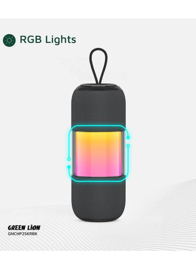 GREEN LION - Change Pro RGB Portable Speaker with True Wireless Stereo Function, 360° Audio, IPX7 Waterproof, 6 Hours Playtime, Extra Bass - Black - Image 1
