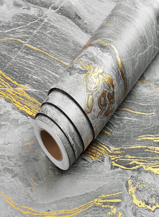 LACHEERY Grey Gold Marble Contact Paper Peel and Stick Wallpaper Gray and Gold Marble Wallpaper Peel and Stick for Wall Countertops Waterproof Matte Removable Self Adhesive Marble Vinyl Wrap 12"x160" - Image 1