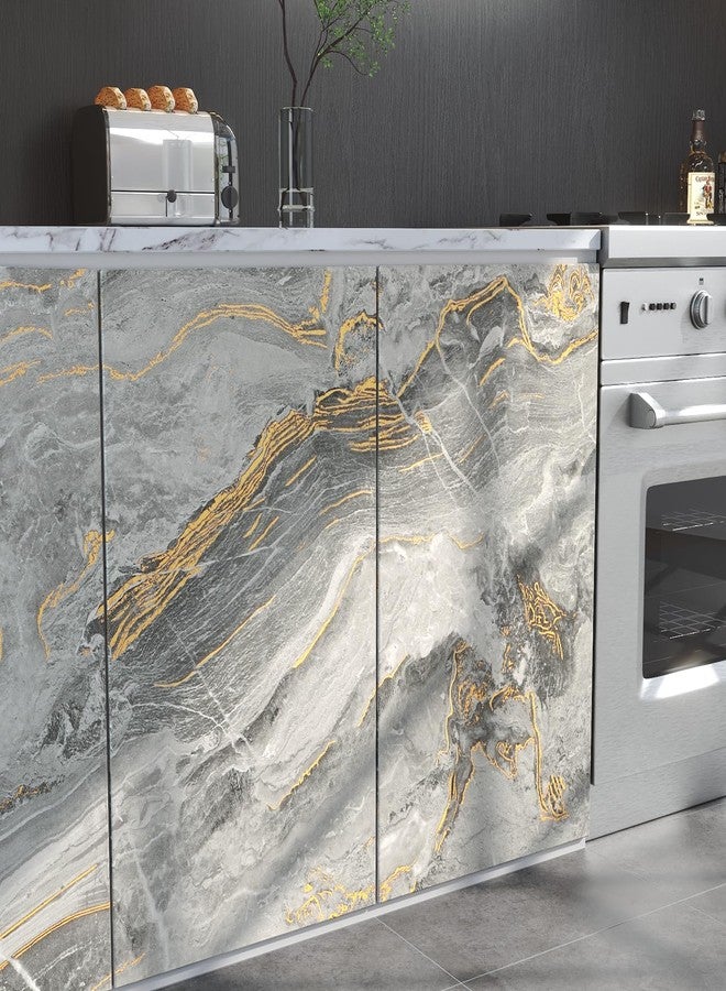 LACHEERY Grey Gold Marble Contact Paper Peel and Stick Wallpaper Gray and Gold Marble Wallpaper Peel and Stick for Wall Countertops Waterproof Matte Removable Self Adhesive Marble Vinyl Wrap 12"x160" - Image 4