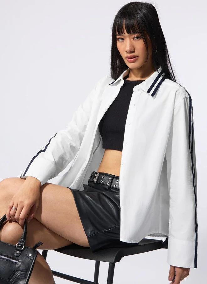 ذا سوليد ستور The Souled Store Women's Casual White Shirt with Spread Collar