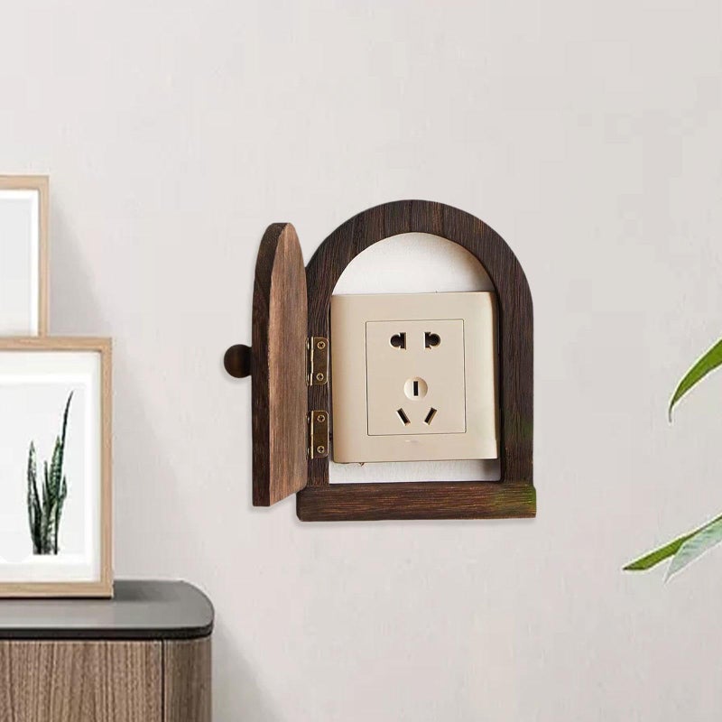 IEUDNS Wood Door Outlet Cover Light Switch Cover Plate Frame, Dustproof, Receptacle Plate Protector, Dark Brown - Image 3