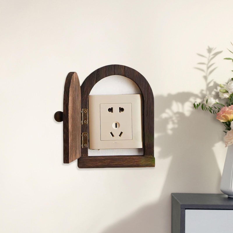IEUDNS Wood Door Outlet Cover Light Switch Cover Plate Frame, Dustproof, Receptacle Plate Protector, Dark Brown - Image 4