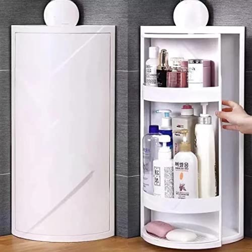 VBM Rotating Corner Shelves Storage Holders for Kitchen and Bathroom Racks with Door 360 Degree rotatable Multi-Function Organizer Shelf (White) - Image 1