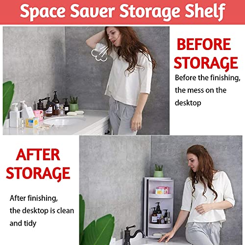 VBM Rotating Corner Shelves Storage Holders for Kitchen and Bathroom Racks with Door 360 Degree rotatable Multi-Function Organizer Shelf (White) - Image 2