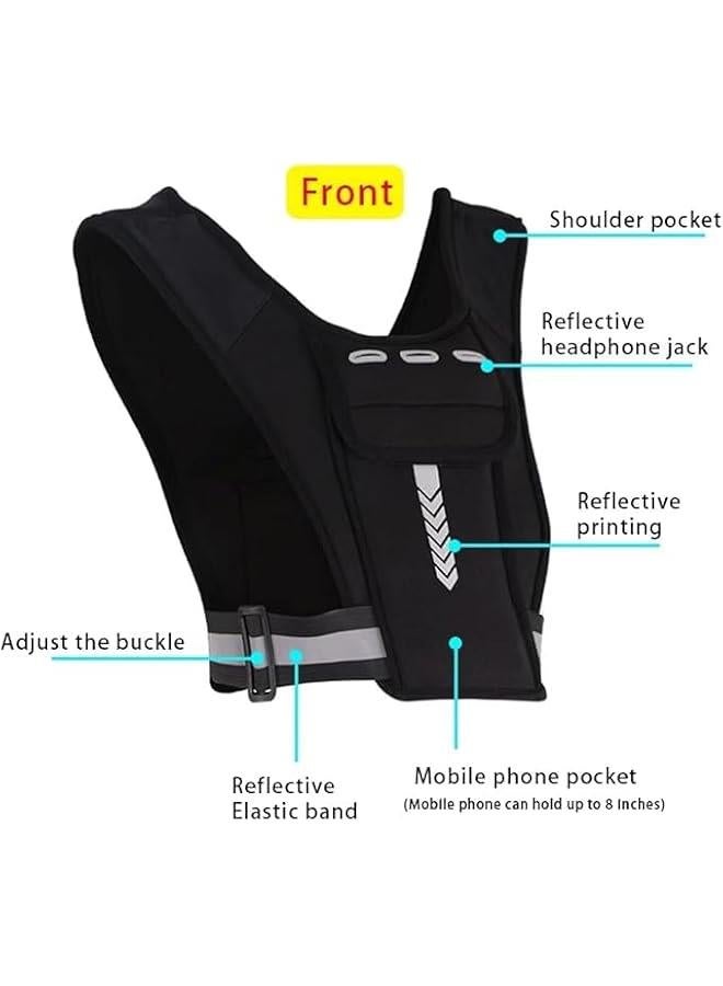 HOOKOR Reflective Running Vest with Phone Holder and Water Bottle Pouch,Adjustable Waistband & Breathable Material,Ideal for Running, Men & Women - Image 2