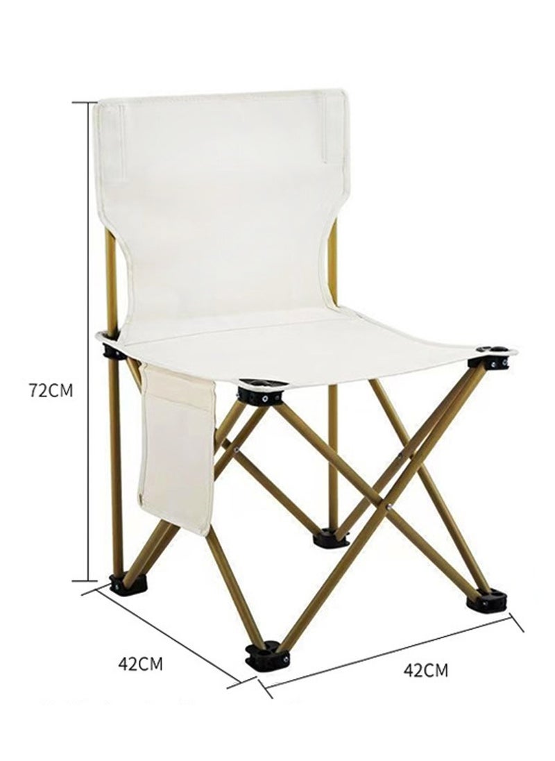 Arabest - Sketch Chair Foldable Chair Compact Folding Chair Camping Chairs Dual Lock Portable Camping Chair Folding Outdoor Chair Beach Chairs Folding Stools Casual Lawn Travel Oxford Cloth White (72 X 42 X 42) - Image 1