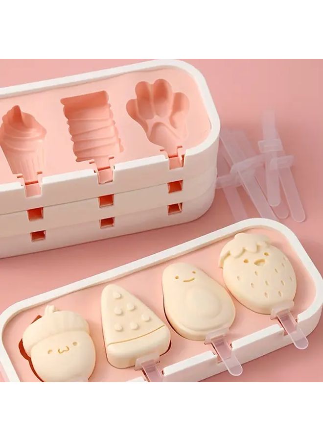 5Pcs Reusable Silicone Ice Cream Molds DIY Cartoon Popsicle Cheese Stick Jelly - Image 1