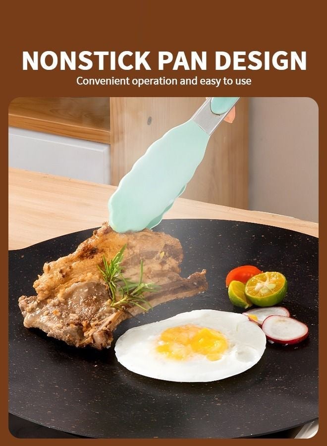 Aikenn Non-Stick Grill Pan, Barbecue Plate，Double-eared Baking Pan,Bbq Grill Pan With Oil Outlet,  Durable,Even-Heating,Versatile carbon steel Griddle For Induction,Gas Stove,Electric Cooktop,Indoor Or Outdoor Grilling(30cm) - Image 5