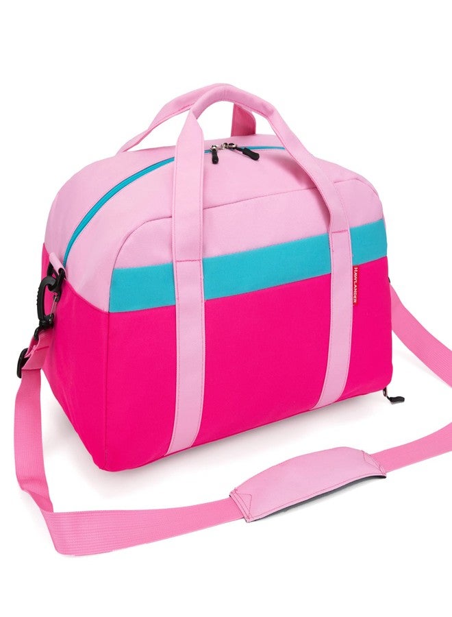 HawLander Kids Duffle Bag for Boys or Girls, Fit School Practice, or Overnight Travel, Pink, 18.0"L x 10.0" H x 10.0"W, Colour - Image 2