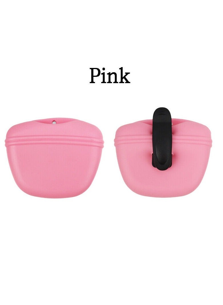 AROAQ Treat Bag For Dogs, Lightweight Silicone Dog Training Bag, Eco Friendly Portable Pet Feeding Bag, Easy To Use Puppy Reward Training Pouch With Magnetic Closure And Waist Clip, (Pink, Pack Of 2pcs) - Image 1