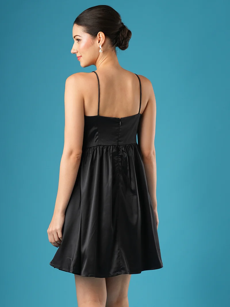 globus Women Shoulder Straps Bow Detail A-Line Dress