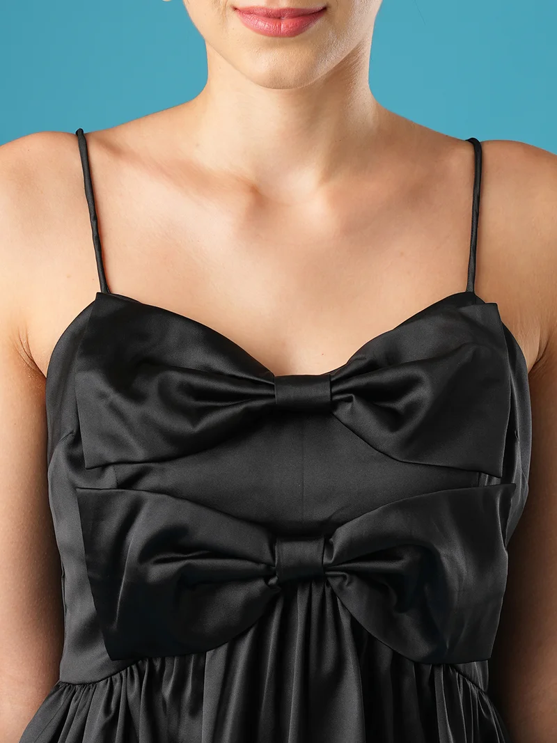 globus Women Shoulder Straps Bow Detail A-Line Dress
