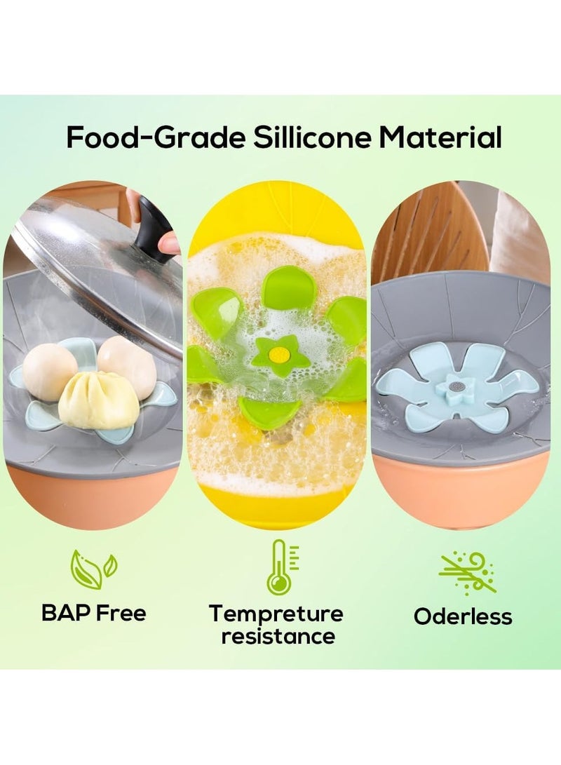 2-Piece Silicone Microwave Splatter Lid Set - 26cm Diameters Boil Safeguard Multi-Function Kitchen Lid Covers (Grey+Yellow)  - Image 5