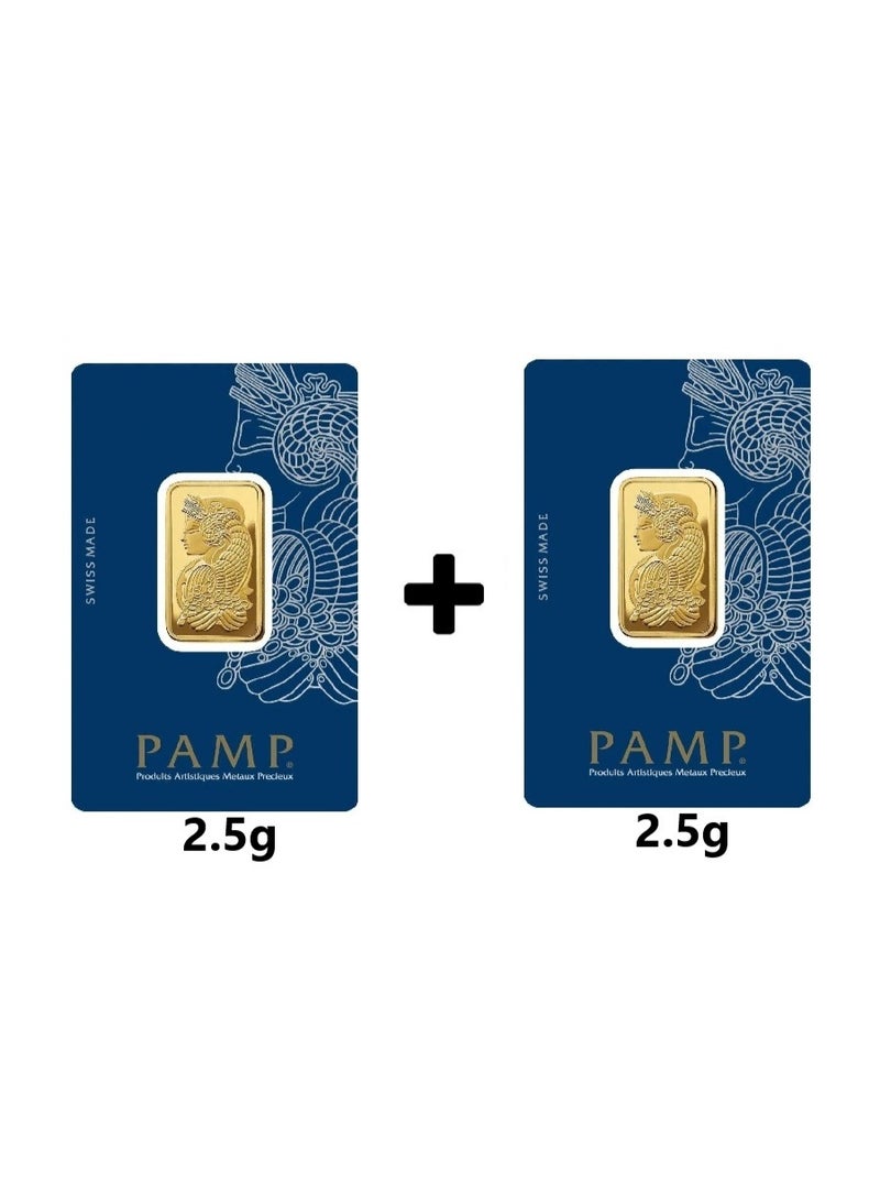 PAMP Two 24-karat Swiss gold bars - 2.5 grams + 2.5 grams - Image 1
