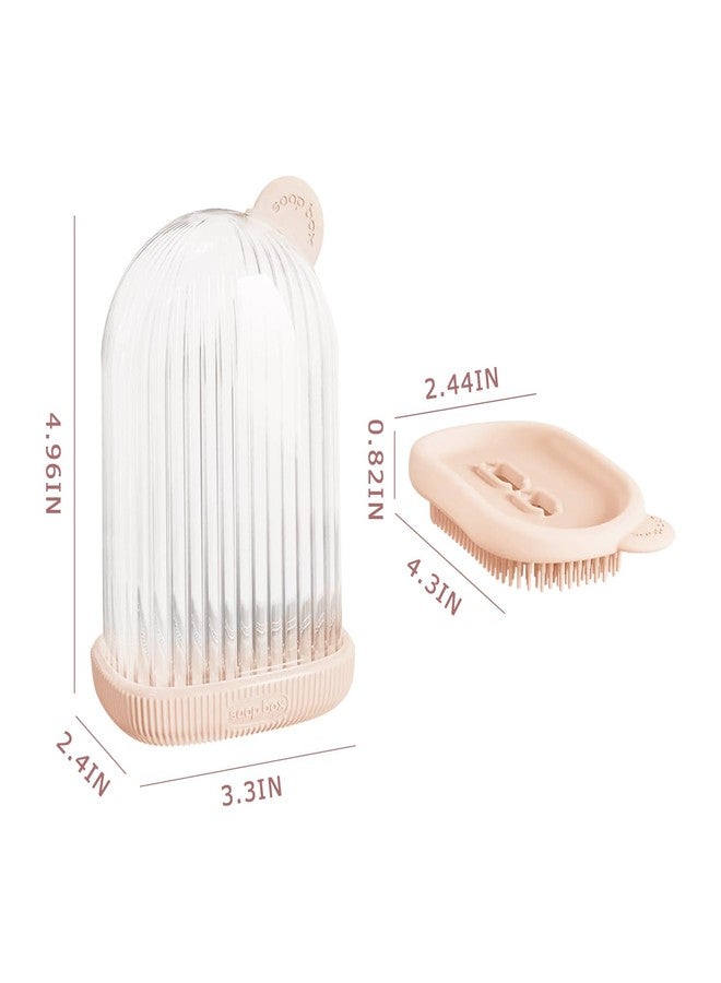 Buyscoolee Travel Soap Case with Silicone Brush,Leak-Proof Soap Holder with Lid,Portable Bar Soap Storage for Travel, Camping, Gym (Pink) - Image 2