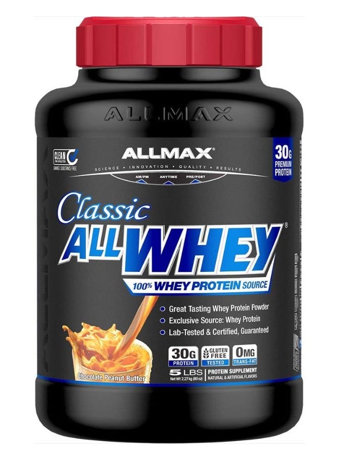 ALLMAX Nutrition Classic AllWhey 100% Whey Protein Chocolate Peanut Butter 5 lbs (2.27 kg) - Image 1