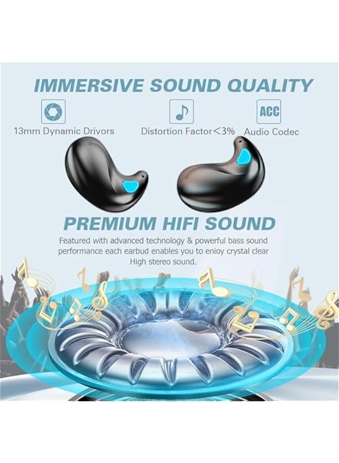 Flat Invisible Sleep Wireless Earphone IPX5 Waterproof Thin Invisible Sleep Earbuds for Side Sleepers Sleep Ear Buds Smallest Tiny Small Mini Discreet Earbud for Sleeping Invisible Headphones - Image 3