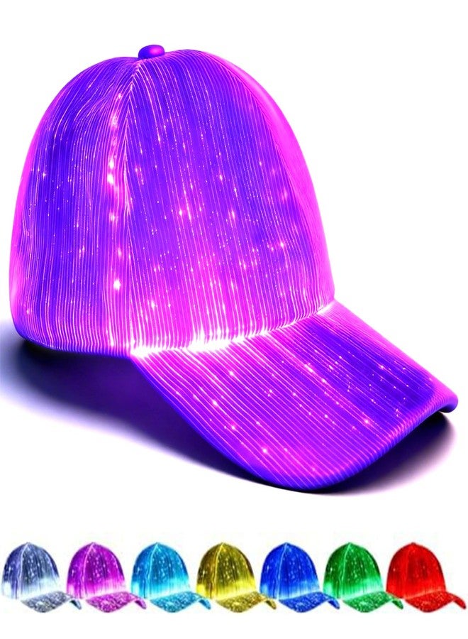 YouRfocus LED Hat Light Up Baseball Cap - USB Rechargeable Glow in The Dark Party Flashing Fiber Rave Hat with 7 Colors 5 Flashing Modes (Black) - Image 1