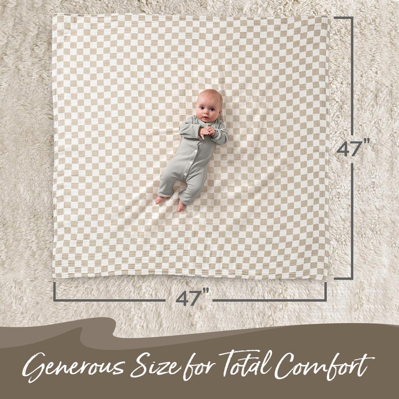 Itzy Ritzy Breastfeeding Boss Multi-Use Cover â€“ A Nursing Cover, Swaddle, Car Seat Wrap, Tummy Time Mat & Burp Cloth All in One â€“ Made of Soft Muslin Fabric & Measures 47â€ x 47â€ (Checkerboard) - Image 5